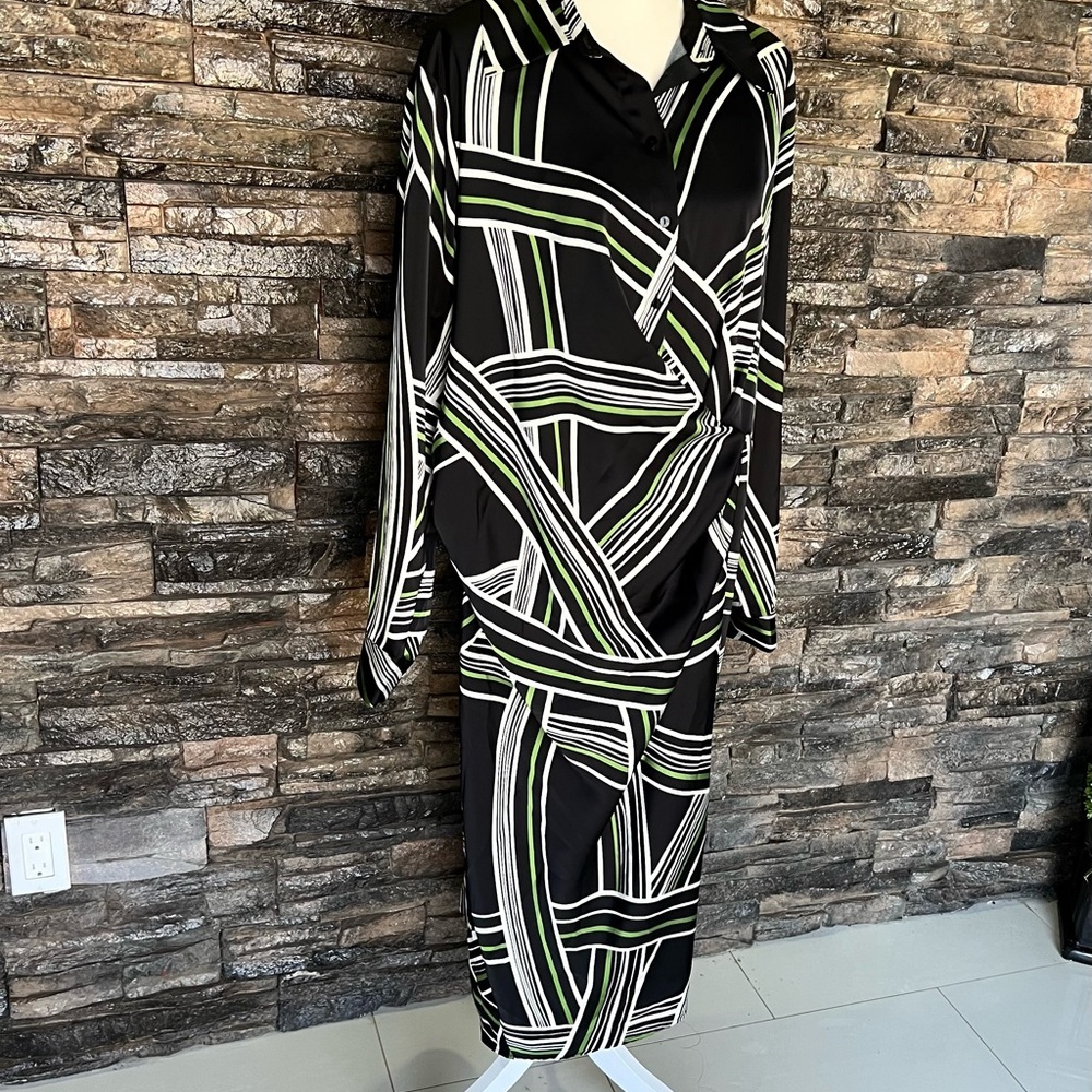 Worthington Black and Green Patterned Dress - Picture 2 of 10